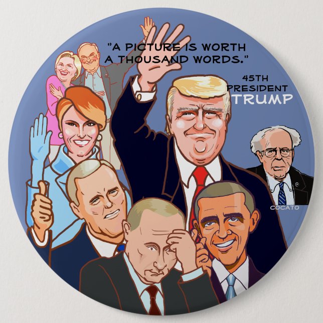 Donald Trump-45th President of the USA. 6 Cm Round Badge (Front)