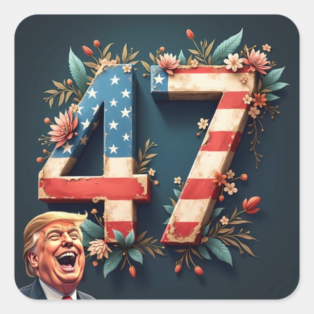 Donald Trump 47 Square Sticker (Front)