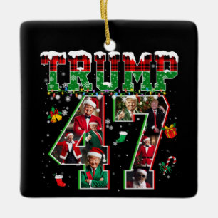 Donald Trump 47th President 2024 Christmas Santa Ceramic Ornament