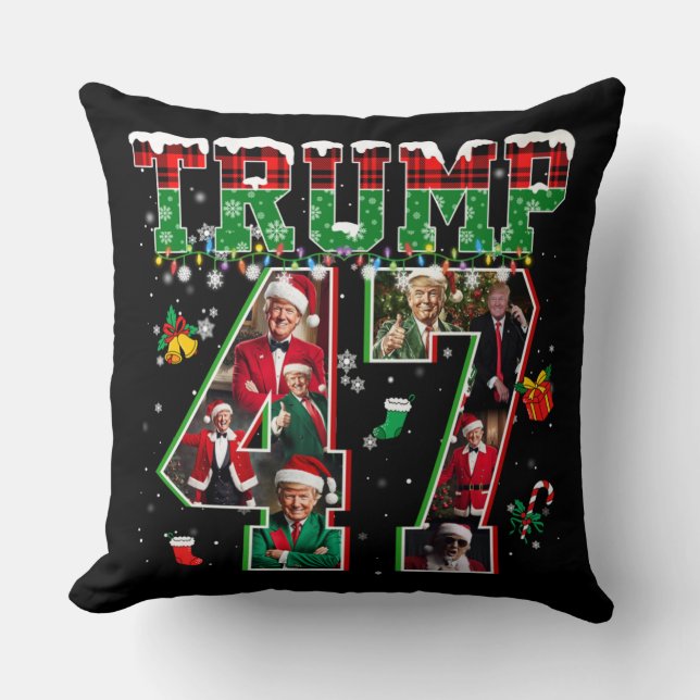 Donald Trump 47th President 2024 Christmas Santa Cushion (Front)