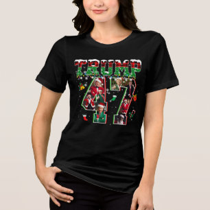Donald Trump 47th President 2024 Christmas Santa Tri-Blend Shirt