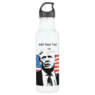 Donald Trump American Flag Custom Text 710 Ml Water Bottle
