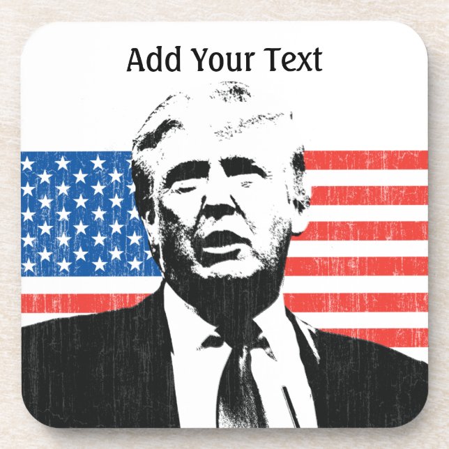Donald Trump American Flag Custom Text Coaster (Front)