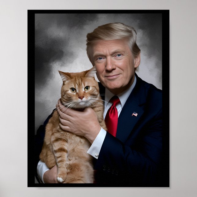 Donald Trump And Cat Funny Trump And Cat  Poster (Front)