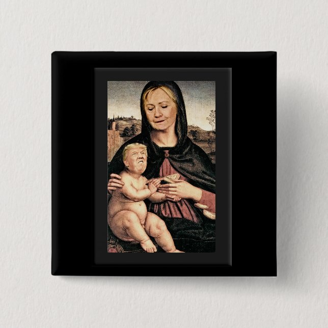 Donald Trump and Hillary Clinton 15 Cm Square Badge (Front)