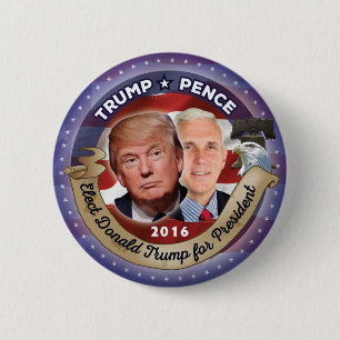 Donald Trump and Mike Pence Campaign Button. 6 Cm Round Badge