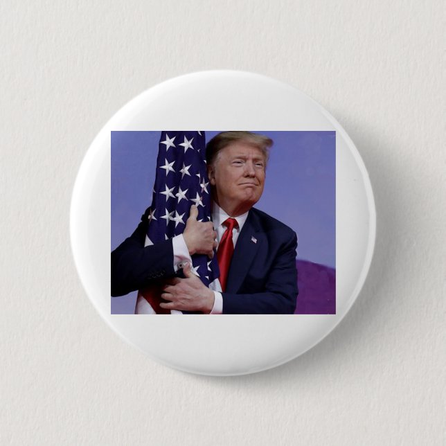 Donald Trump and the US Flag 6 Cm Round Badge (Front)