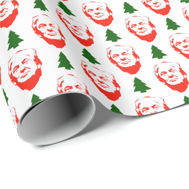 Donald Trump and Trees Christmas Pattern Wrapping Paper (Roll Corner)
