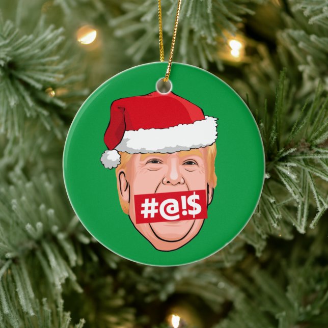 DONALD TRUMP Angry Christmas Ceramic Tree Decoration (Tree)