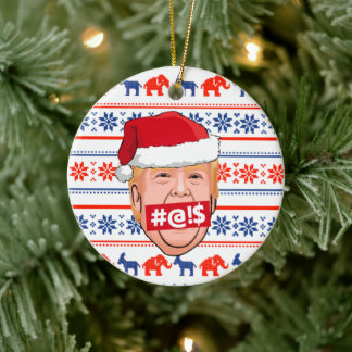 DONALD TRUMP Angry Christmas Ceramic Tree Decoration