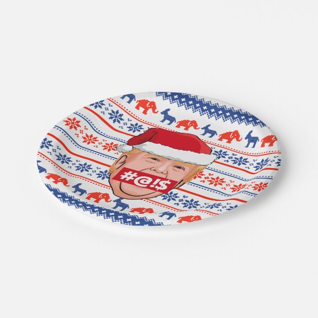 DONALD TRUMP Angry Christmas Paper Plate (Angled)