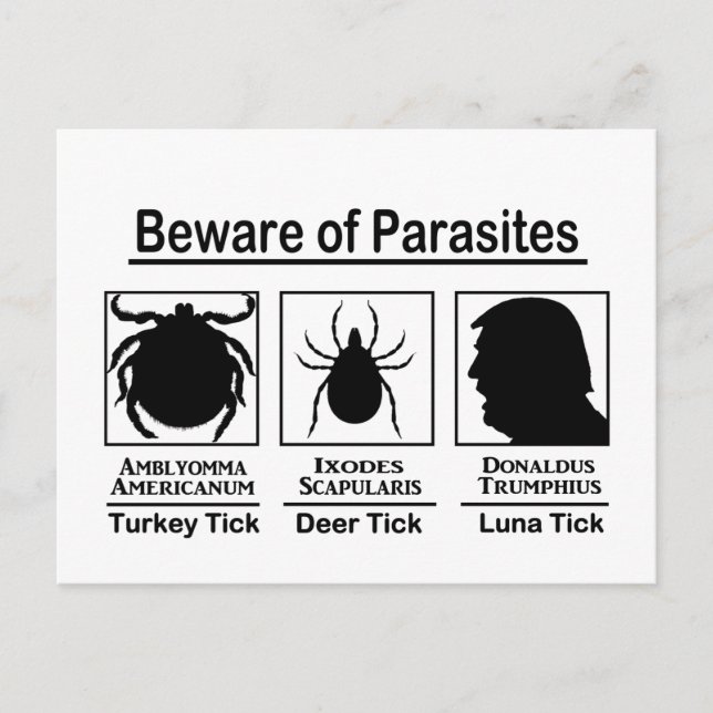 Donald Trump Beware of Parasites Postcard (Front)