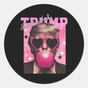 Donald Trump Bubble Gum Pink Sungles  Classic Round Sticker