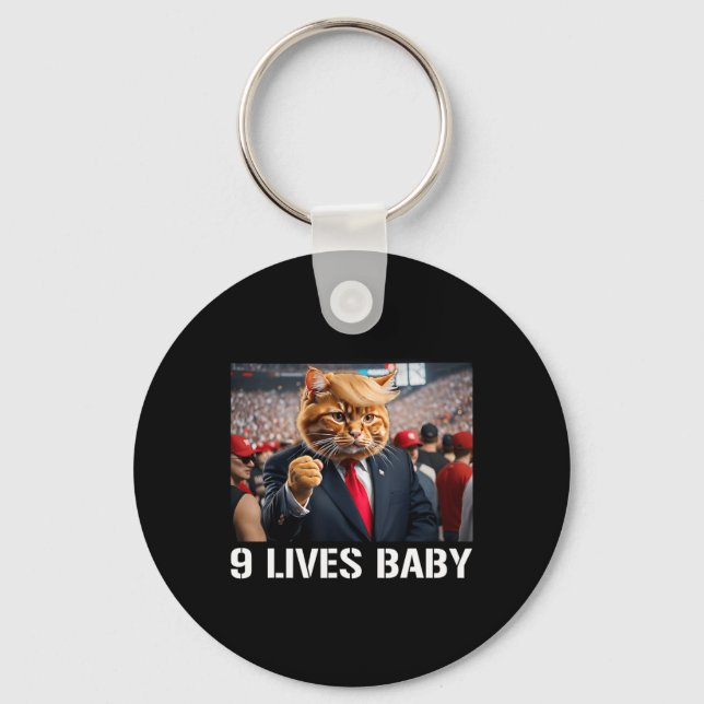 Donald Trump Cat Nine Lives Baby  Key Ring (Front)