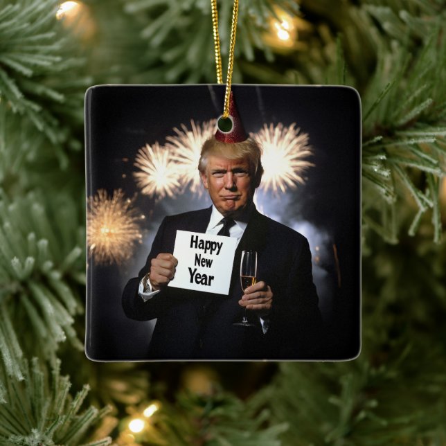 Donald Trump Celebrates New Year’s in Style Ceramic Ornament (Tree)