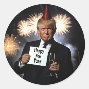 Donald Trump Celebrates New Year’s in Style Classic Round Sticker