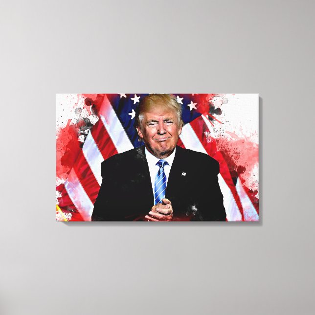 Donald Trump Celebration Painting Canvas Print (Front)