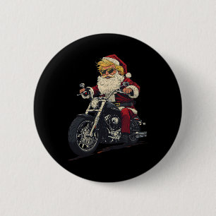 Donald Trump Christmas Biker Motorbike Funny Santa 6 Cm Round Badge