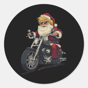 Donald Trump Christmas Biker Motorbike Funny Santa Classic Round Sticker