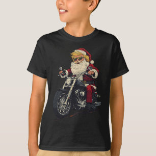 Donald Trump Christmas Biker Motorbike Funny Santa T-Shirt