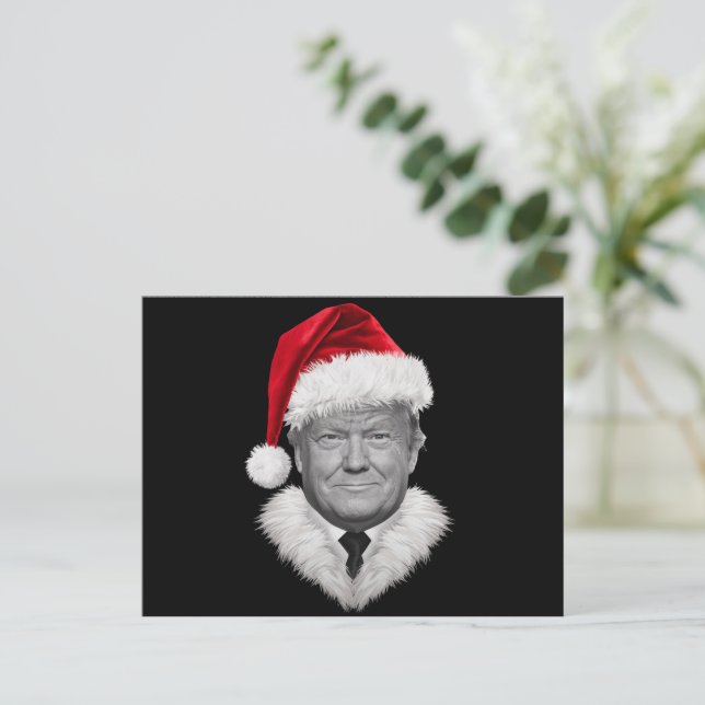 Donald Trump Christmas Funny Santa Hat Gift  Holiday Postcard (Standing Front)