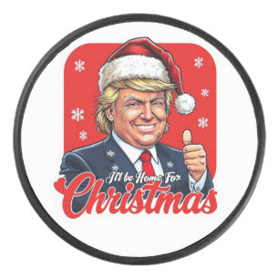 Donald Trump Christmas Santa Claus Art Hockey Puck