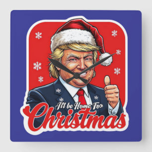 Donald Trump Christmas Santa Claus Art Square Wall Clock