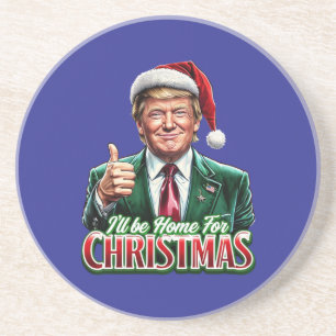 Donald Trump Christmas Santa Hat Thumbs Up Coaster