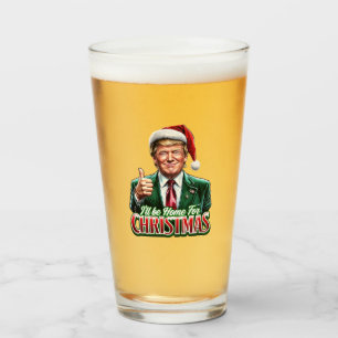 Donald Trump Christmas Santa Hat Thumbs Up Glass
