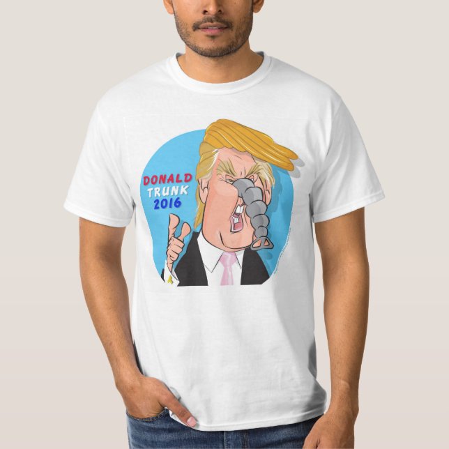 Donald Trump Comic Cartoon Tshirt with Trunk (Front)