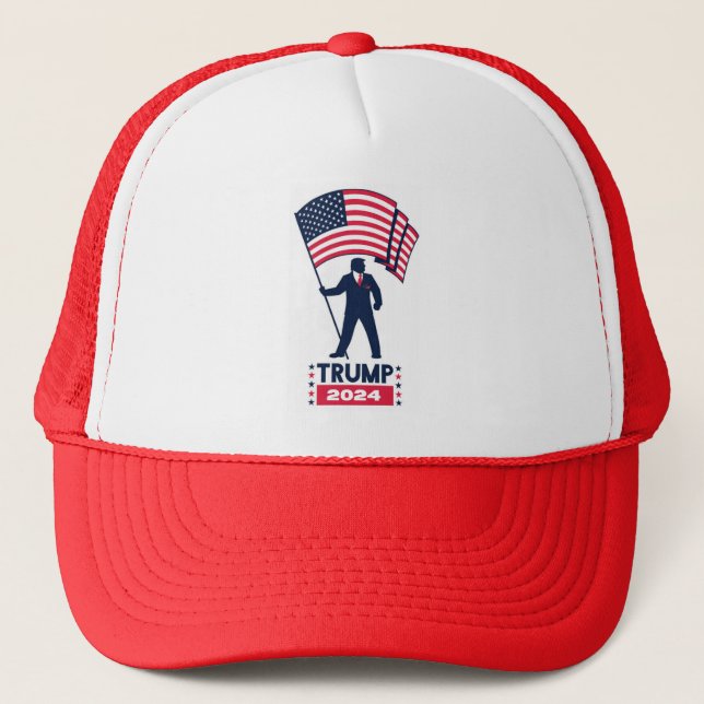 Donald Trump For President 2024 Election Logo Trucker Hat (Front)