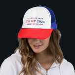 Donald Trump for President 2024 Red White Blue USA Trucker Hat<br><div class="desc">Trump 2024 Red, white and blue, cool, stars, trucker hat cap, for Republicans / Americans to show their support for Donald Trump for President in the 2024 US Presidential Elections. Makes a great political gift for patriotic American, citizens of America, loved ones, friends and family, for 2024 Elections, election rallies,...</div>