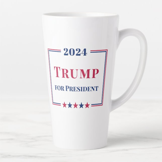 Donald Trump for President 2024 USA Red White Blue Latte Mug (Right)