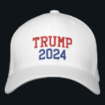 Donald Trump for President Election 2024 Red Gold Embroidered Hat<br><div class="desc">"Trump 2024" Red,  faux gold and blue,  cool,  embroidered baseball cap / hat for Americans to show their support for Donald Trump for President in the 2024 US Presidential Elections. Makes a great elections / political gift for family,  friends,  and yourself.</div>