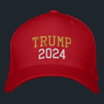 Donald Trump for President Red Gold 2024 Election  Embroidered Hat<br><div class="desc">"Trump 2024" Red,  faux gold and blue,  cool,  embroidered baseball cap / hat for Americans to show their support for Donald Trump for President in the 2024 US Presidential Elections. Makes a great elections / political gift for family,  friends,  and yourself.</div>