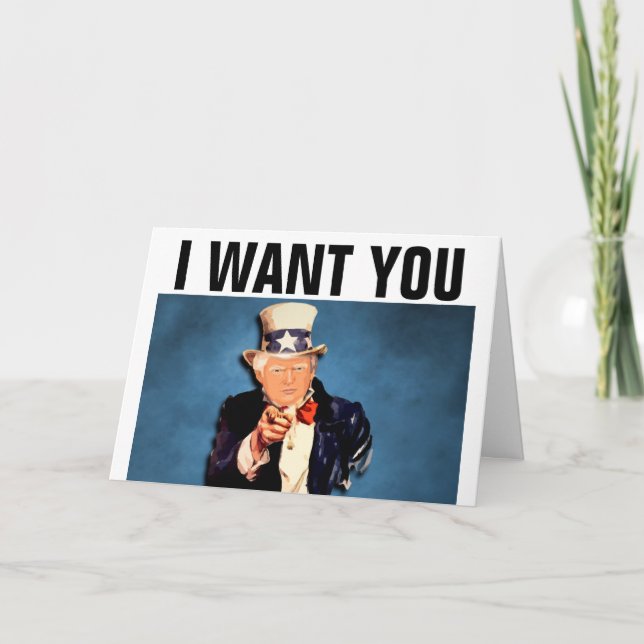 DONALD TRUMP FUNNY BIRTHDAY CARDS, UNCLE SAM CARD (Front)