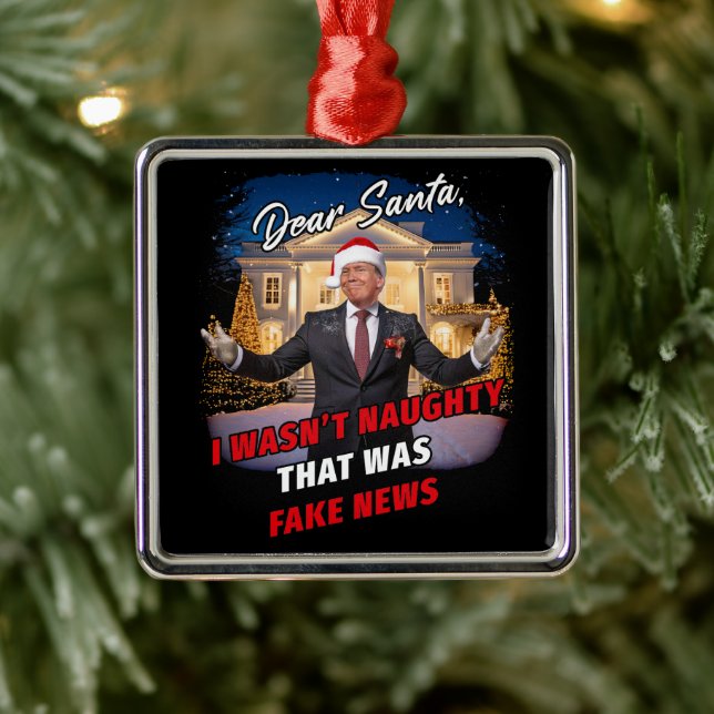 Donald Trump Funny Joke, Dear Santa, fake news Metal Tree Decoration (Tree)
