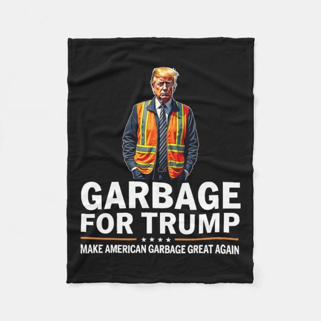 Donald Trump Garbage Orange Reflective Safety Vest Fleece Blanket (Front)