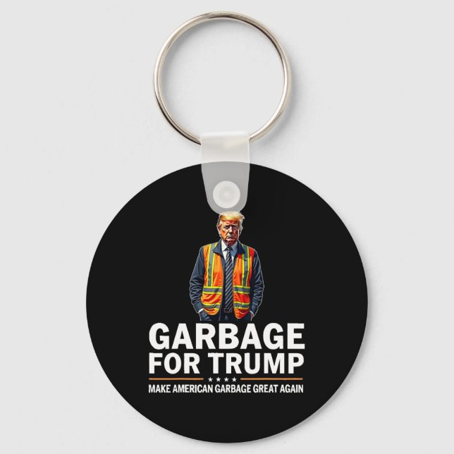 Donald Trump Garbage Orange Reflective Safety Vest Key Ring (Front)