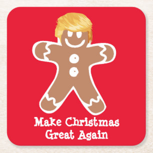 Donald Trump Gingerbread man Square Paper Coaster