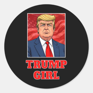 Donald Trump Girl Funny Great America President Su Classic Round Sticker