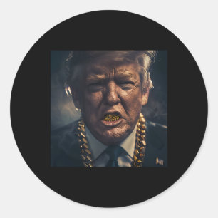 Donald Trump Gold Grillz  Classic Round Sticker