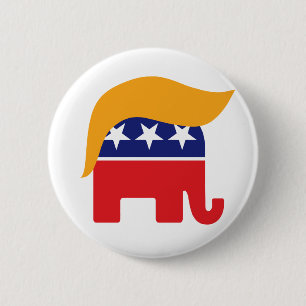 Donald Trump GOP Elephant Hair 6 Cm Round Badge