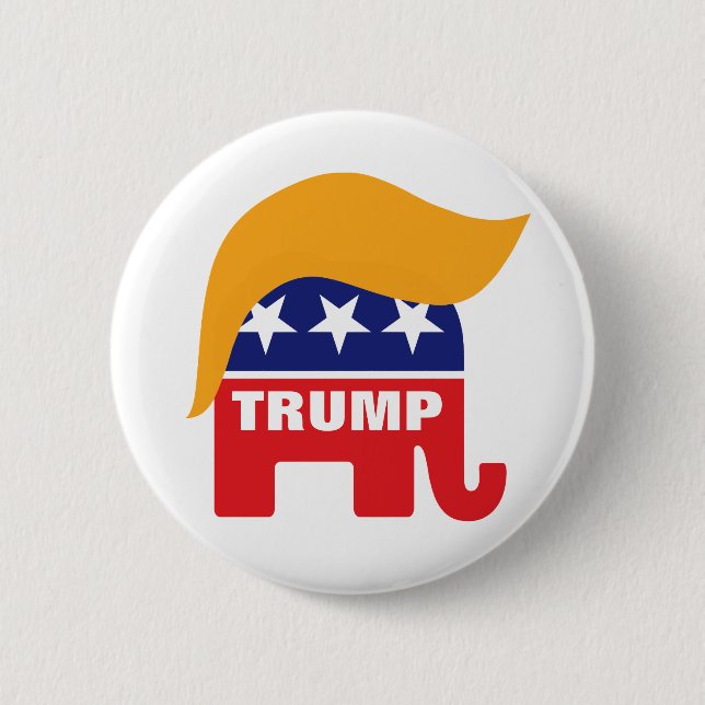 Donald Trump Hair GOP Elephant Logo 6 Cm Round Badge (Front)