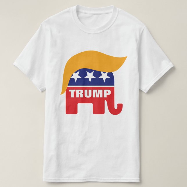 Donald Trump Hair GOP Elephant Logo T-Shirt (Design Front)