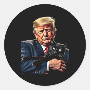 Donald Trump Holding Cat Graphic Funny Political M Classic Round Sticker