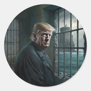 Donald Trump in Alcatraz Prison Classic Round Sticker