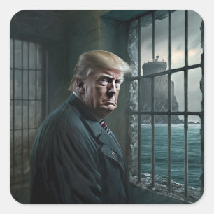 Donald Trump in Alcatraz Prison Square Sticker