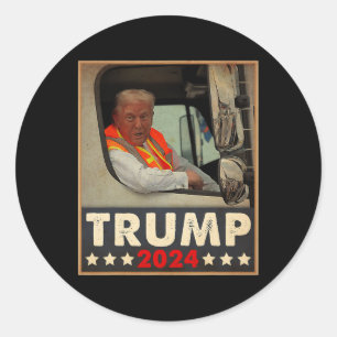 Donald Trump In Garbage Truck Team Garbage For Tru Classic Round Sticker