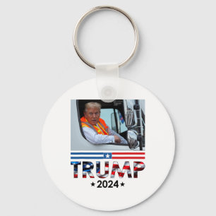Donald Trump In Garbyge Truck Team Garge For Trump Key Ring